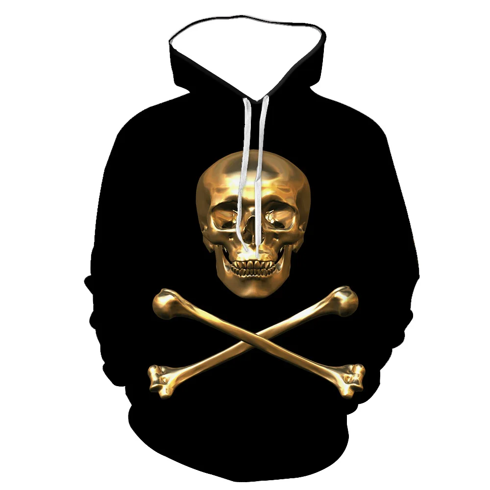 

3D new hot sale sports hoodie digital printing skull series long-sleeved hooded three-dimensional patch pocket top