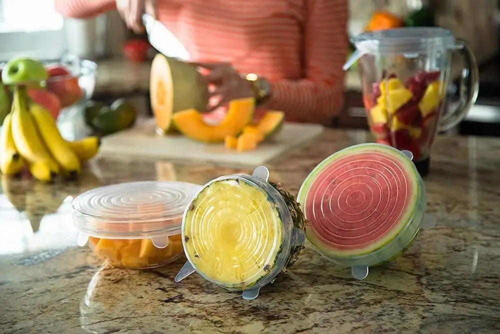 

Reusable Silicone Lids Food and Bowl Covers 6-Pack Multiple Sizes, Durable and Expandable Food Covers Set, Keeping Food Fresh
