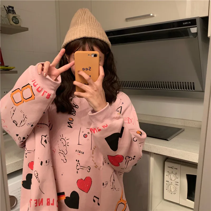 Весна 2020 женская одежда толстовки Подростковая уличная Harajuku Хип хоп Пастельная