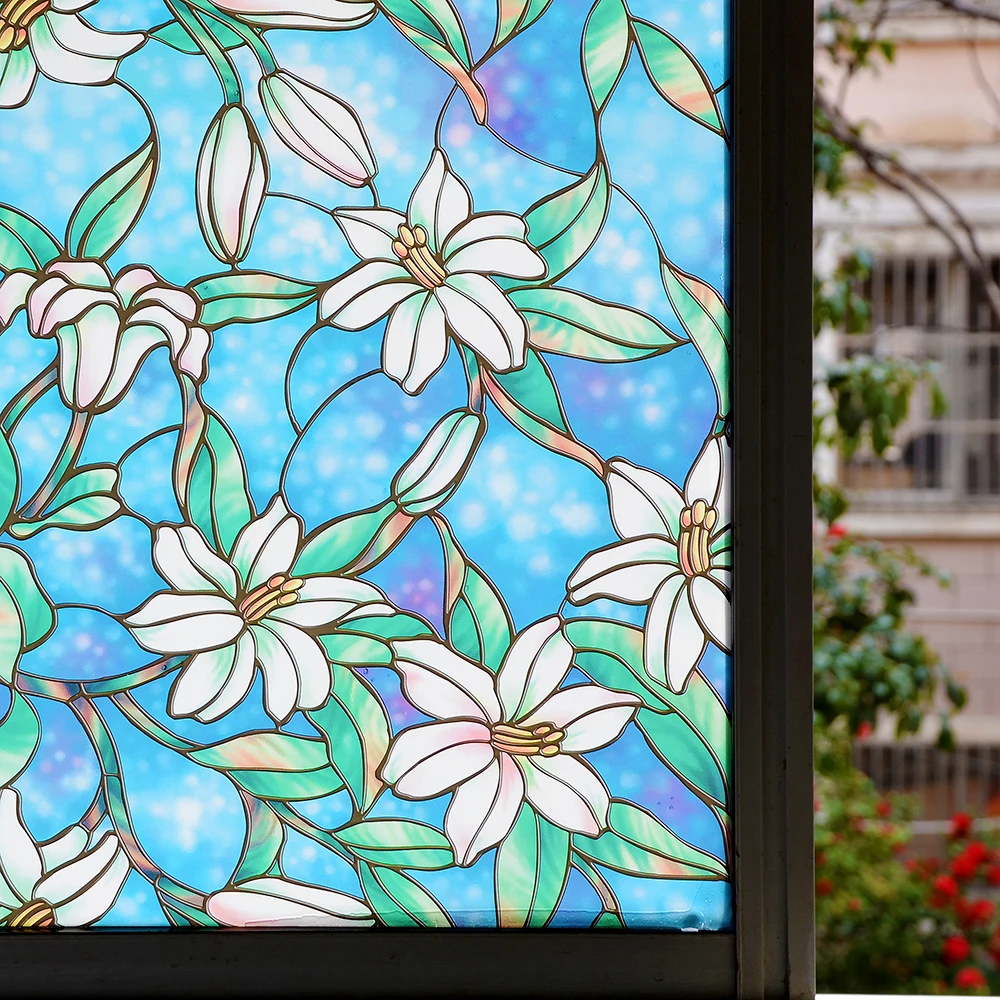 Витражная домашняя декоративная статическая липкая оконная пленка виниловая