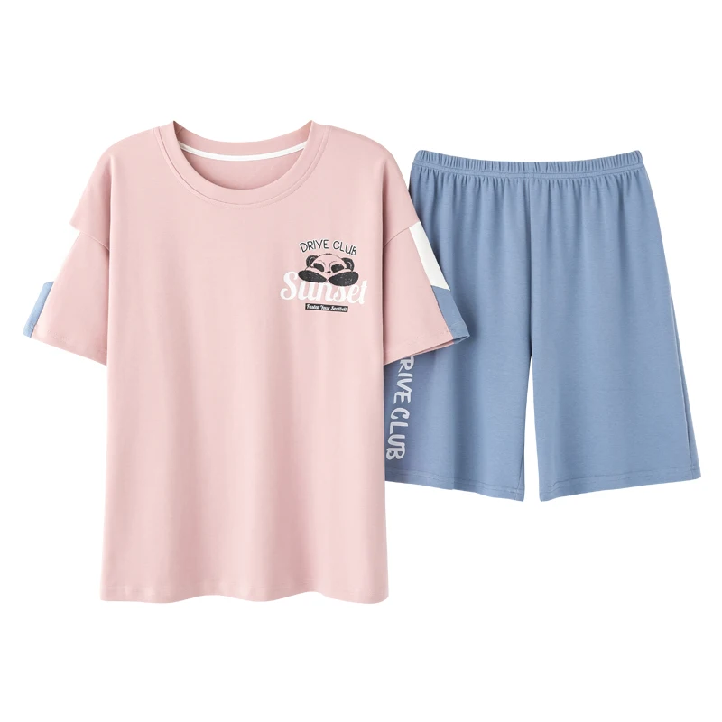 

Summer Princess Style Sweet And Cute Short-sleeved Home Wear Ladies Plus Size Cute Little Panda Korean Cotton Soft Sleepwear
