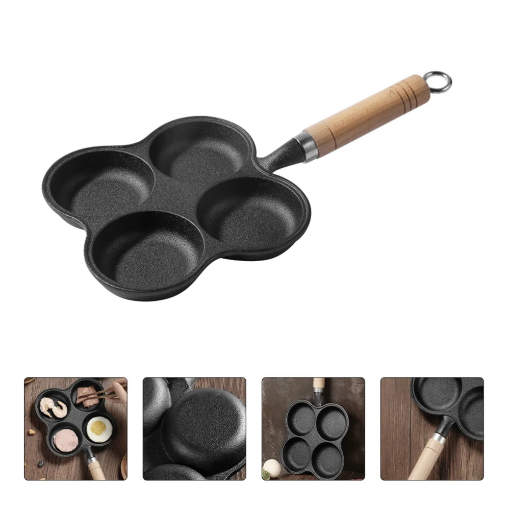 

Sturdy Egg Frying Pan Kitchen Four-hole Egg Pan Household Hamburg Making Mold