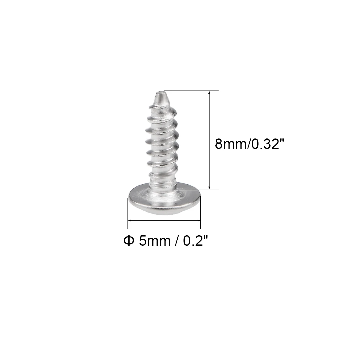 

uxcell 2.3x8mm Self Tapping Screws Phillips Pan Head With Washer Screw 304 Stainless Steel Fasteners Bolts 50Pcs
