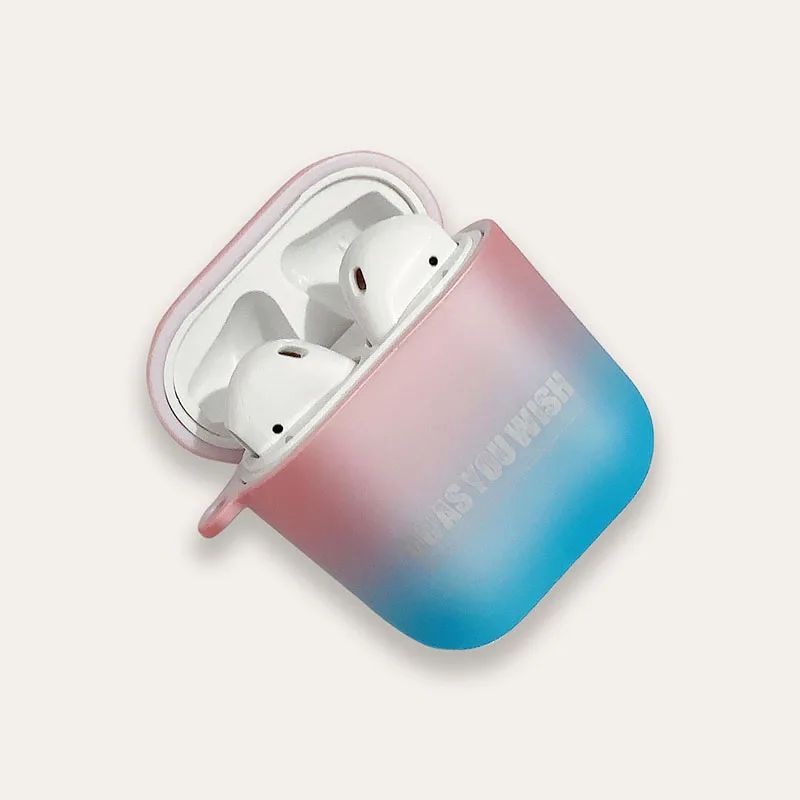 Градиентный цветной защитный чехол airpods жесткая наклейка беспроводная bluetooth