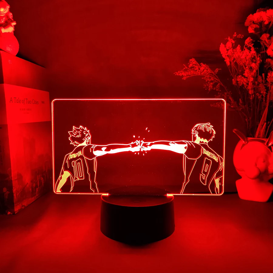 Hinata Shoyo & kageyama tobio-Lámpara 3D de Anime, luz nocturna con Sensor LED de Manga haikyuu, decoración de mesita de noche para dormitorio de niños, regalo de Otaku