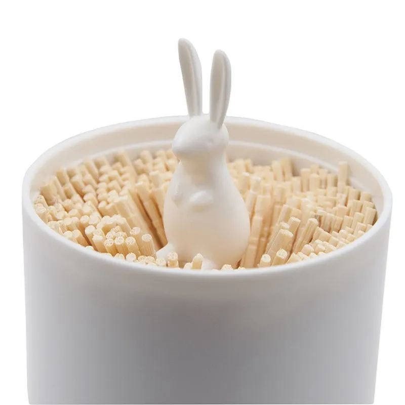 

Cotton Swab Holder, Small Q-tips Toothpicks Storage Organizer (Rabbit)