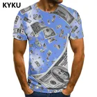 KYKU деньги футболка для мужчин доллар Футболка с принтом облака аниме одежда футболки на космическую тематику 3d футболки с коротким рукавом прохладный уличная топы