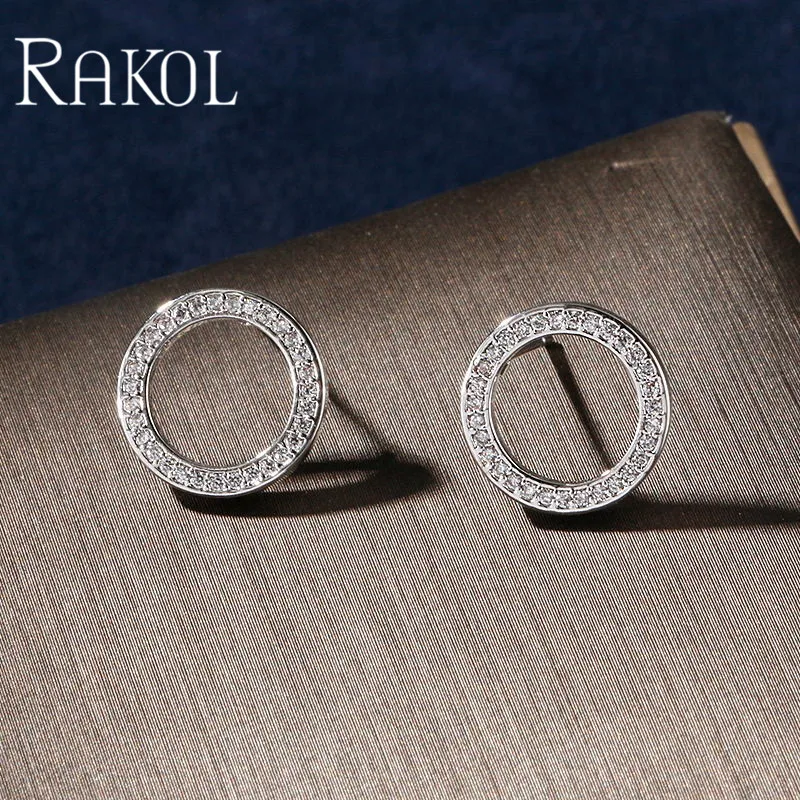 white Earrings RAKOL мода классический кубический цирконий ожерелье Подвески Серьги Комплекты украшений для женщин платье аксессуары юбилей подарок RS2067 - Окраска металла: white Earrings