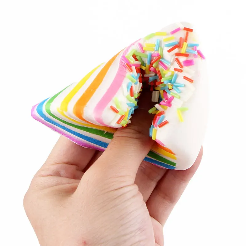 

Kawaii Soft Squishy Colorful Rainbow Cake Bread Phone Straps Slow Rising Bun Charms Gifts Toys Stress Reliever Fun 9*6*5.5CM