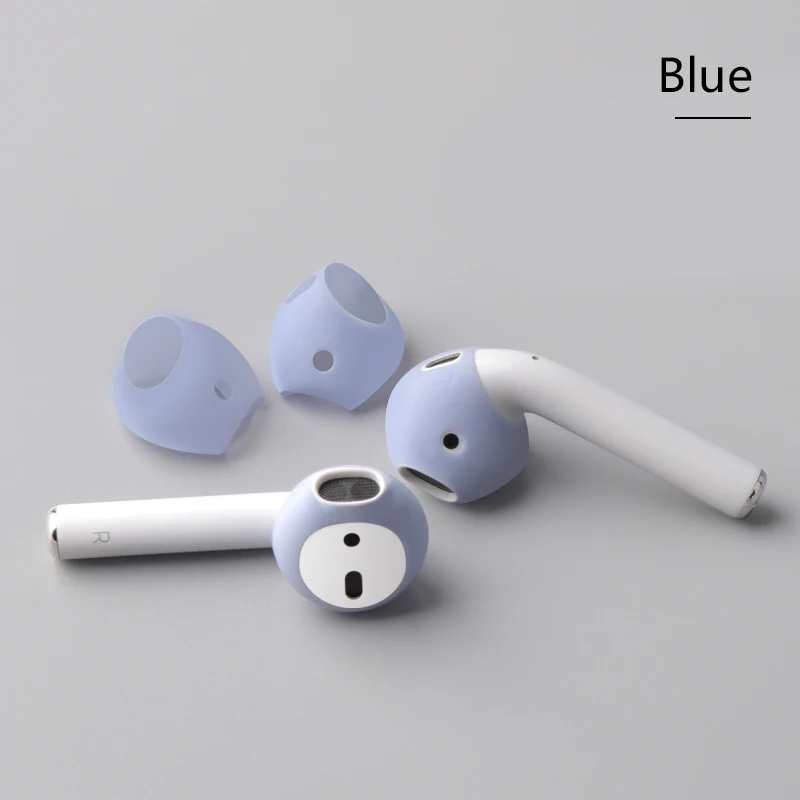 blue 2 пары мягкий ультра тонкий Противоскользящий силиконовый чехол полное покрытие для Apple AirPods 1 2 Earpods Модные цветные наушники - Цвет: blue