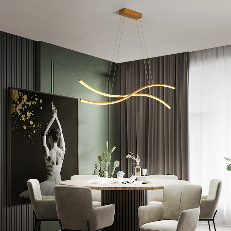 

Nordic Simple Design Golden Fixture LED Pendant Light Lustre Living Room Dining Room Luminaire Chic Hanging Lamp Kitchen Decor