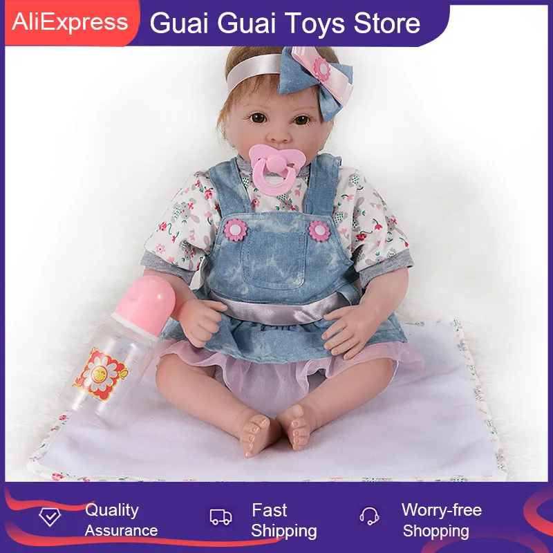 

55cm Rebirth Doll Toddler Doll Beautiful Brown Haired Doll Toy Christmas Gift High Quality Collection Doll