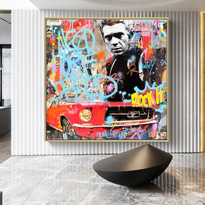 

Graffiti Art Canvas Painting Ayrton Senna F1 Formula Mclaren World Champion Racing Car Posters and Prints For Living Room Decor