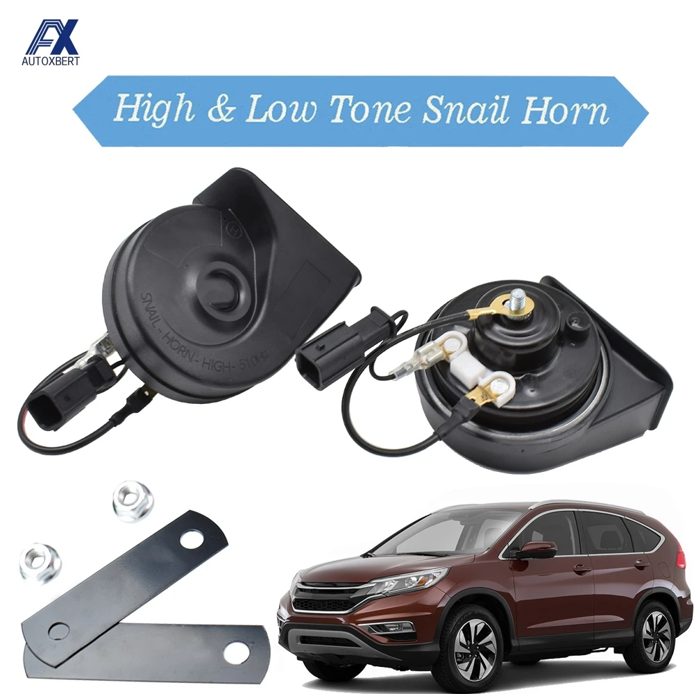 

1 Pair 12V 110-125db Loud Snail Horn For Honda CR-V MK2 MK3 MK4 2001-2016 410/510Hz High Low Pitch Waterproof Auto Horns