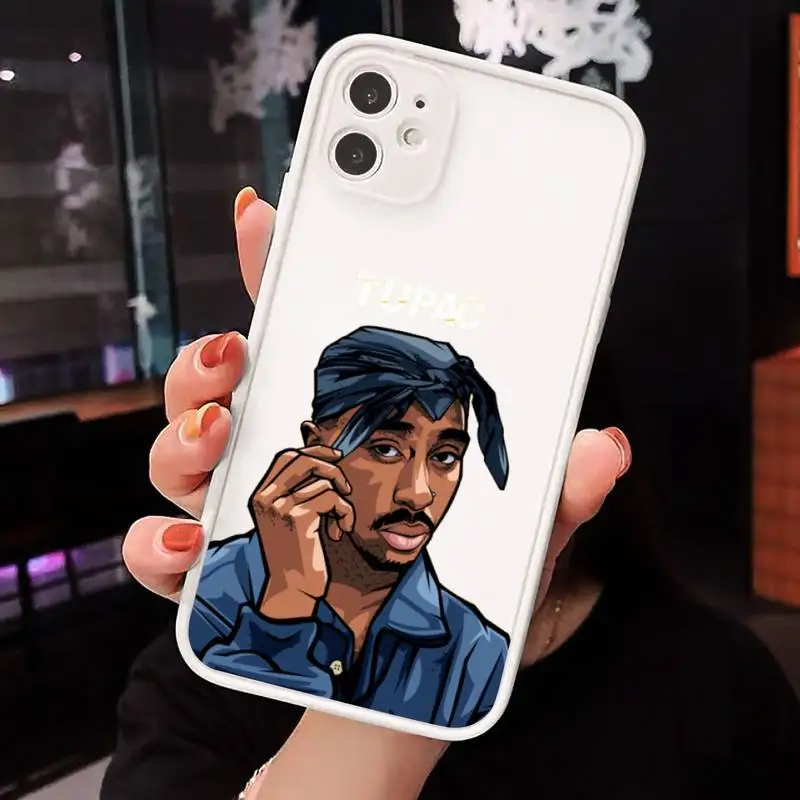 

2Pac Rapper american pattern Phone Cases matte transparent For iphone 7 8 11 12 plus mini x xs xr pro max cover