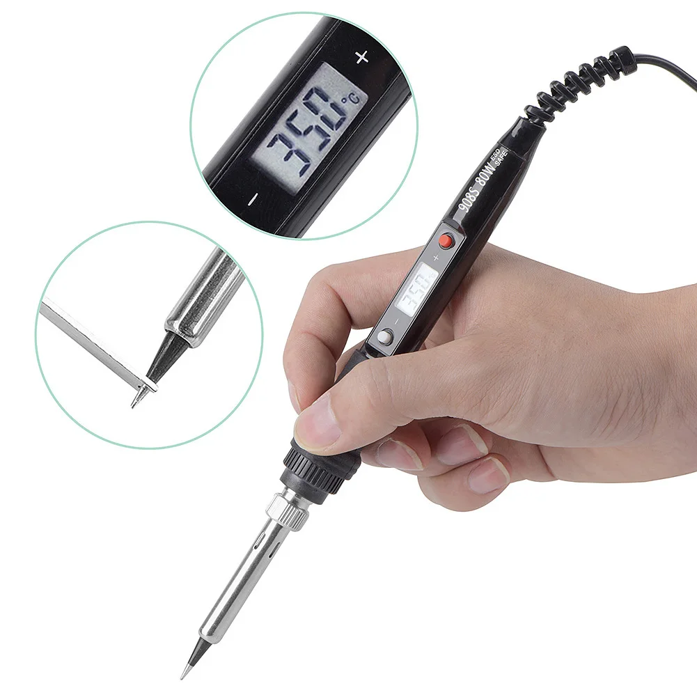 

80W Adjustable Temperature Portable Welding Solder Wire Tweezers 110V Hand Tool Station Repair Electric Soldering Iron Non Slip