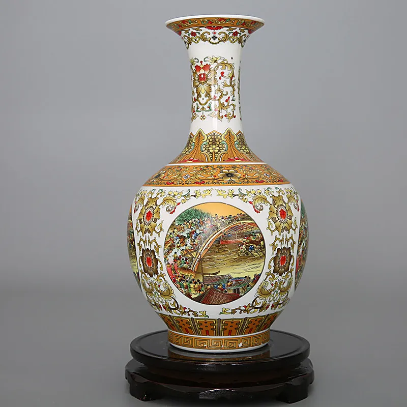 Китайский Цзиндэчжэнь керамическая ваза Qingming Shanghetu фигурка домашняя гостиная