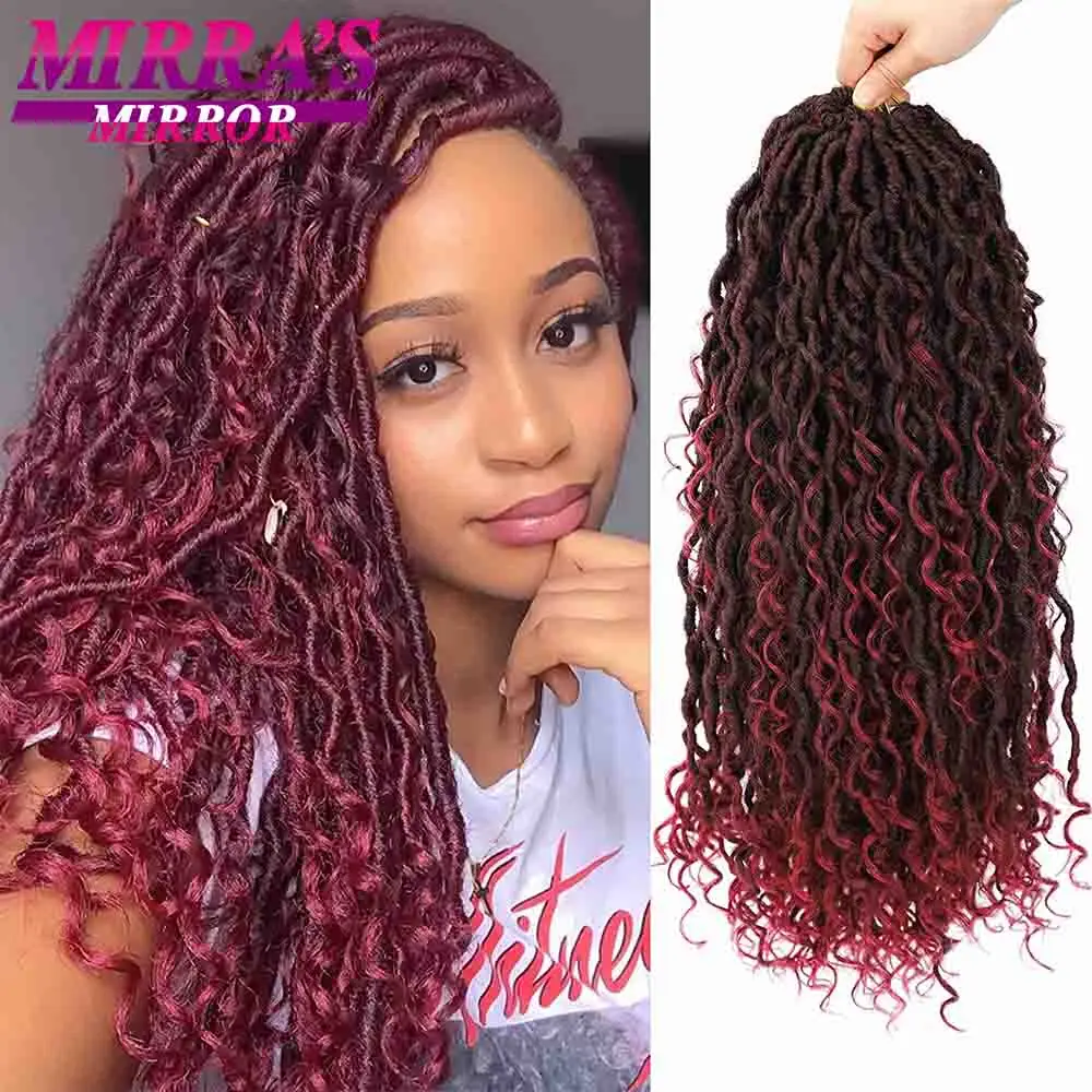 Faux Locs Crochet Hair With Curly Ends 14" 20" Goddess Locs Crochet Braids Faux Locks Synthetic Braids Hair Extensions