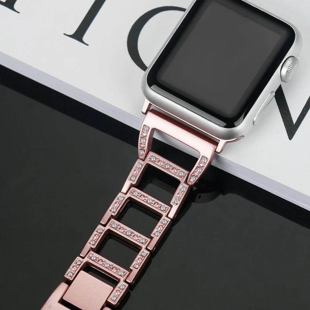 Роскошная лента для Apple Watch Series 3 2 1 38 мм 42 металлический Алмазный ремешок Iwatch 5 4 40 44