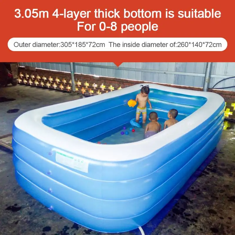 

4 Layers Rectangular Inflatable Swimming Pool Thicken PVC Paddling Pool Bathing Tub Outdoor Summer Swimming Pool For Kids