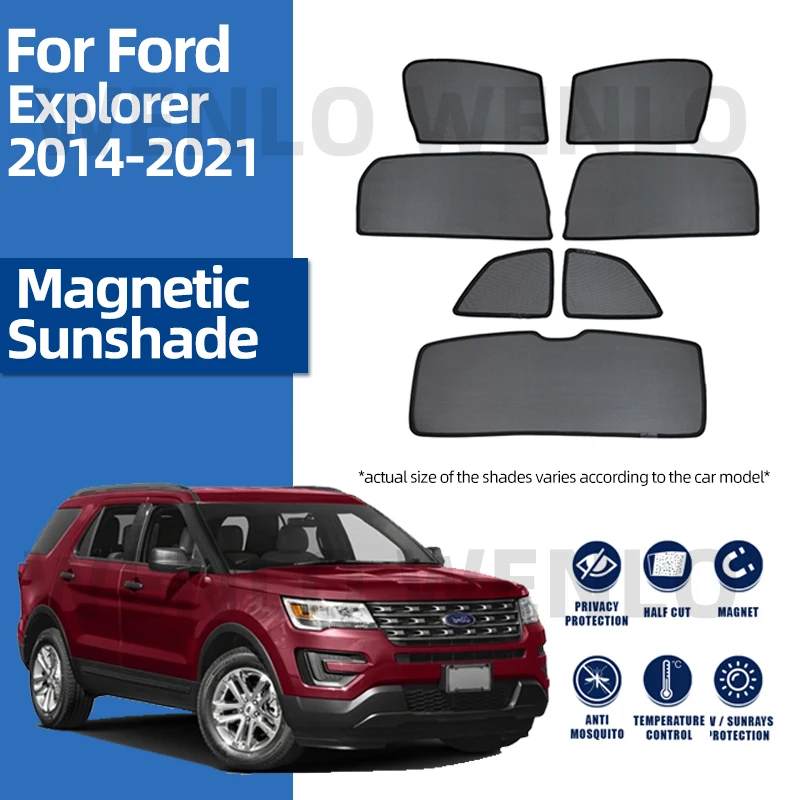 For Ford Explorer 2014-2019 Car Sunshade Darken Mesh Windshield Curtain Sunshield Block Light Sun Visor Magnet Window Shield Net