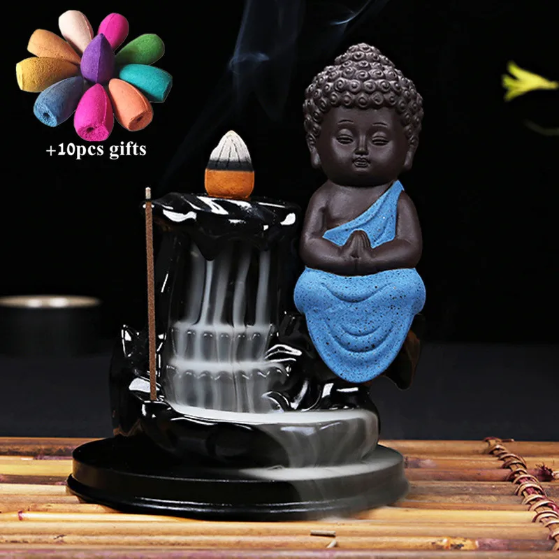 Керамический маленький монах фоновая горелка для благовоний домашний декор