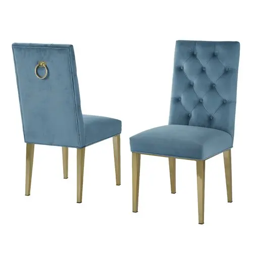 

Nail Velvet Upholstered high back Design Dining Chair Armchair Metal Legs Make-Up Chair Kitchen China Furniture dinning chair