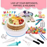 cake turntable sets cake decorating tools kit plastic rotary table baking tool piping nozzle piping bag set baking accessories