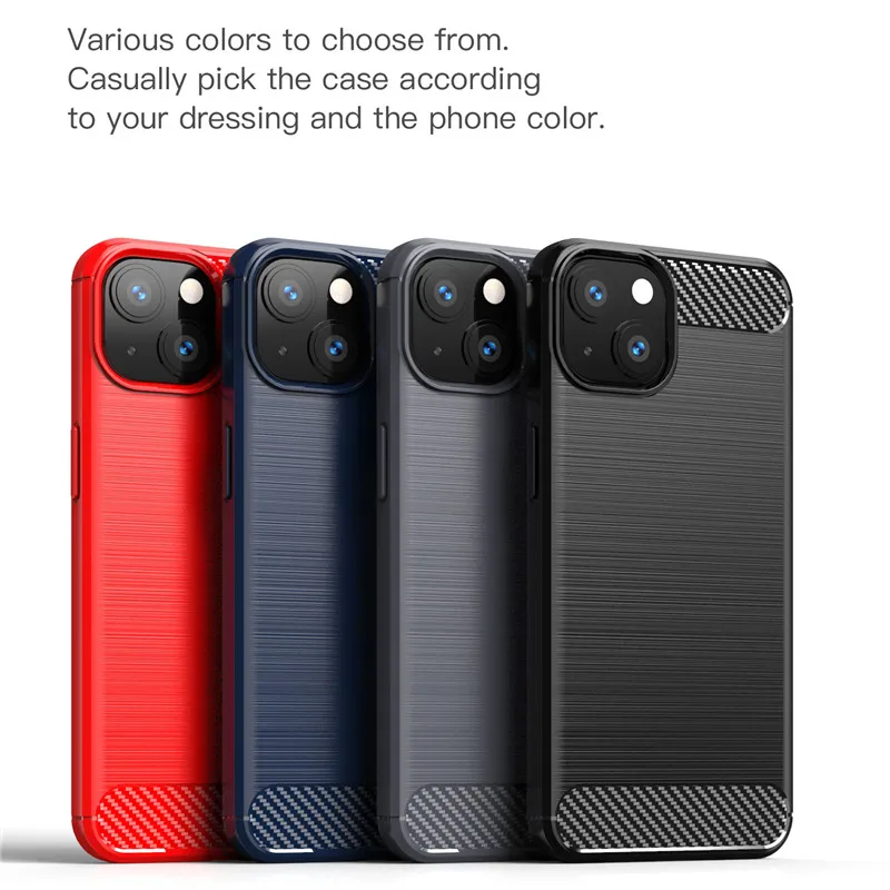 

For Apple iPhone 13 Case For iPhone 13 Cover Cases Shockproof Silicone Carbon Fiber Protective Bumper For iPhone 13 Fundas