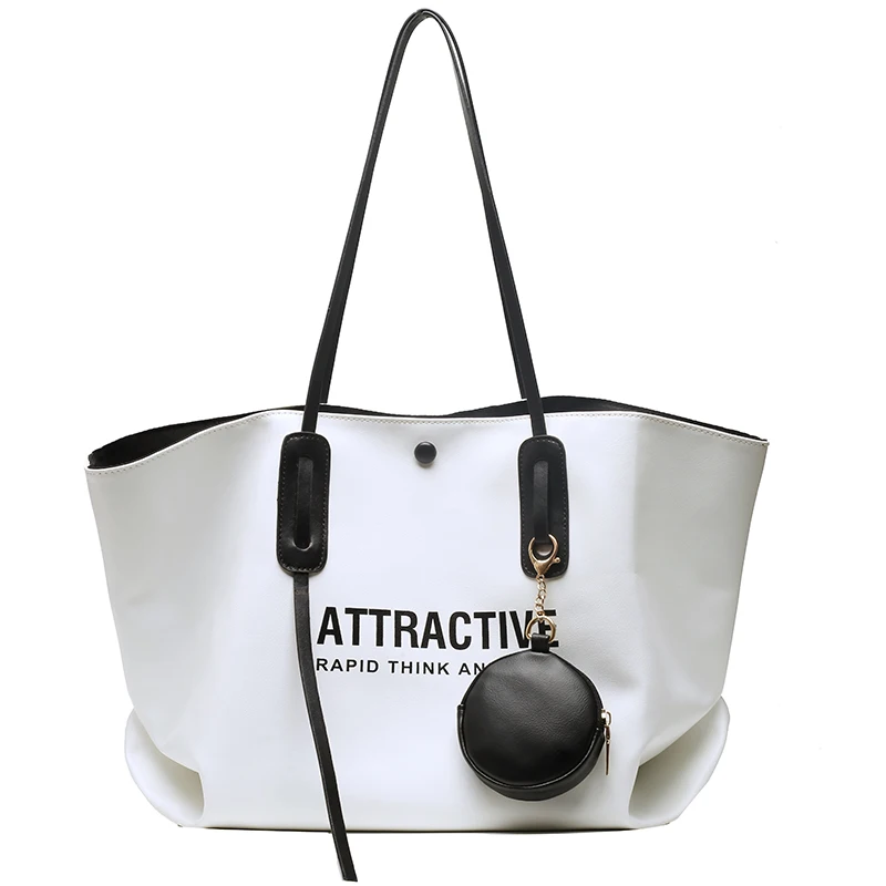 

2021 New Letter Printing Casual Large-Capacity One-Shoulder Trendy Versatile Portable Shopping Women Tote Underarm Bag