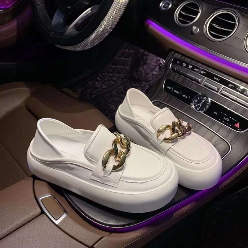 

2021 Women's Sports Loafers White Shoes Sneakers Platform Flat Casual Vulcanize Spring Kawaii Korean Rubber Sole Fashion