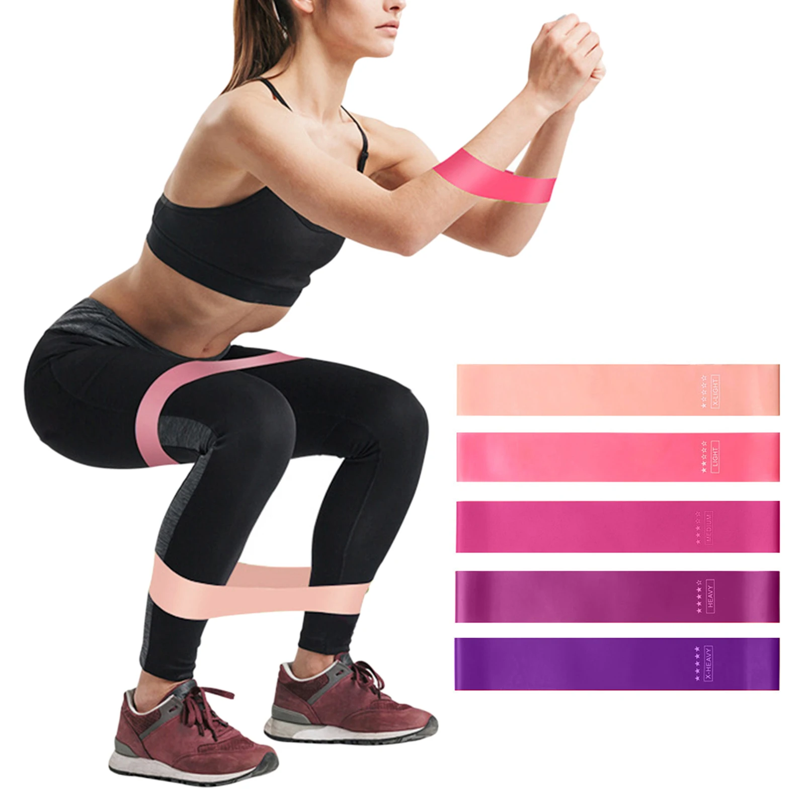 

Sports Training Gym Non Slip Resistance Band 5 level for Legs and Butt 5-40lb
