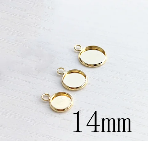 14mm gold Basehome 20 штук Нержавеющая сталь Настройки Подвесные кабошоны базовые рамка Лотки пустой подходит 6/8/10/12/14/16/18/20 мм кабошоны Камея "сделай сам" - Цвет: 14mm gold