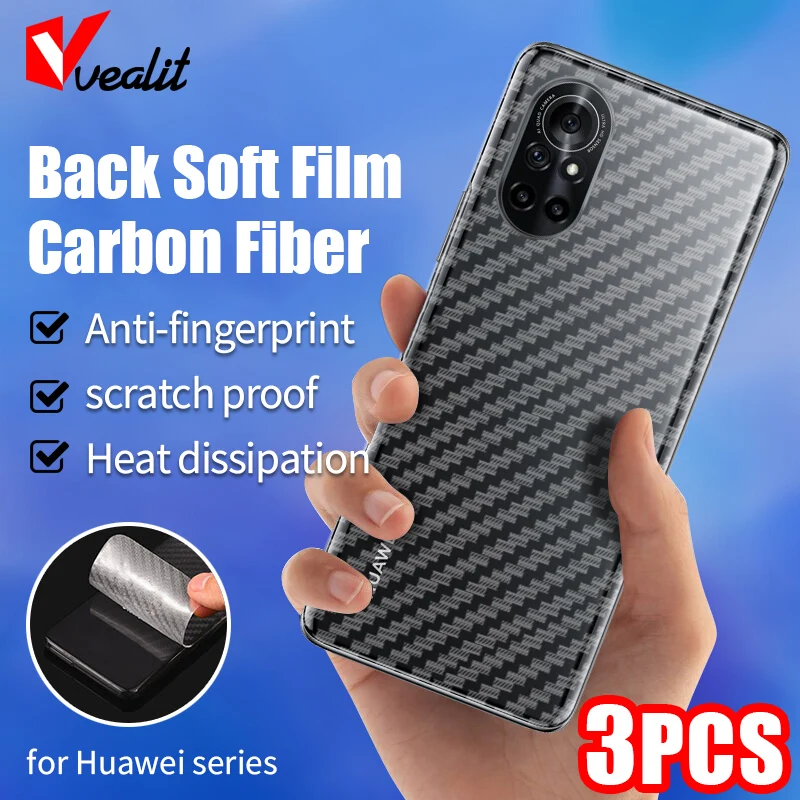 

3Pcs Carbon Fiber Back Film for Huawei Nova 9 8 8i 7 P50 P40 P30 Lite Mate 30 40 RS Pro P Smart Z Protective Film Back Cover