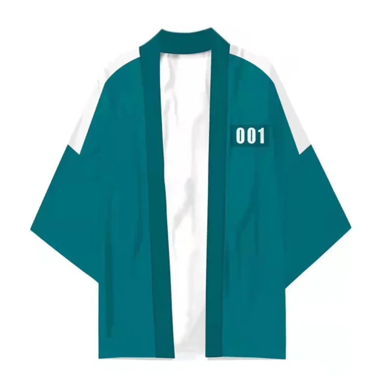 

ТВ кальмар игра косплей костюм для взрослых 3D печать кимоно хаори юката рубашки с коротким рукавом Уличная одежда Prop