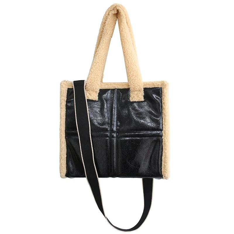 

Large Faux Fur Totes PU Leather Crossbody Shoulder Handbags Fall and 2020 Winter Female Luxury Trend Soft Warm Bags Beautiful