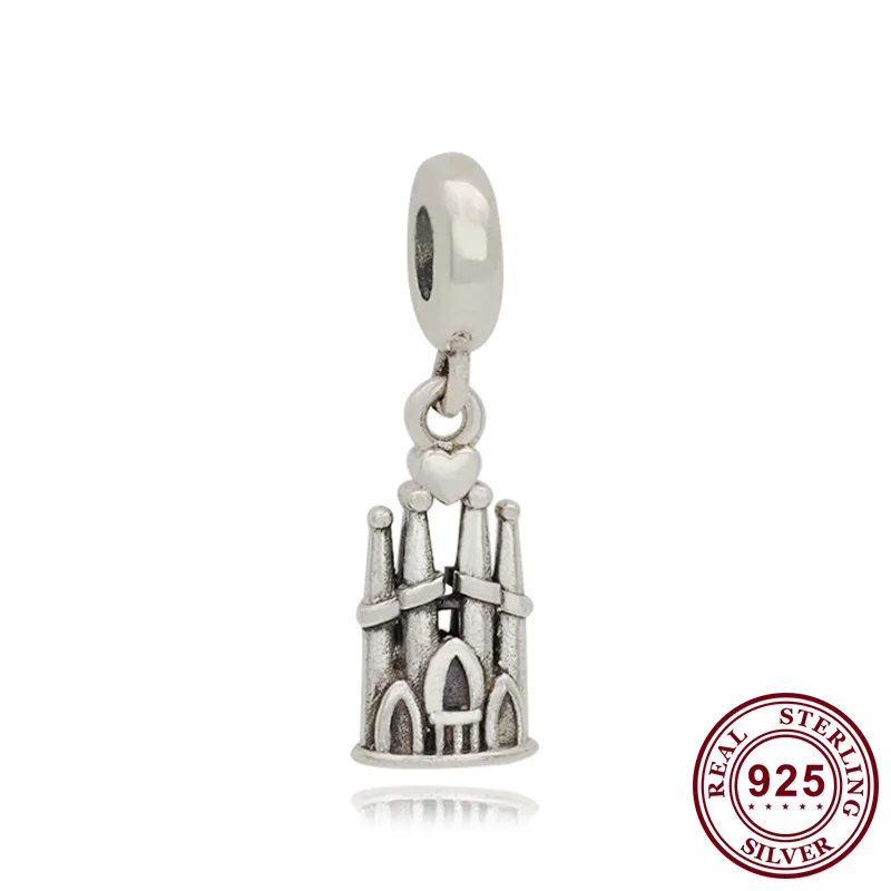 

Original 925 Sterling Silver Charm Antique Castle Pendant Fit Pandora Women Bracelet & Necklace Diy Jewelry