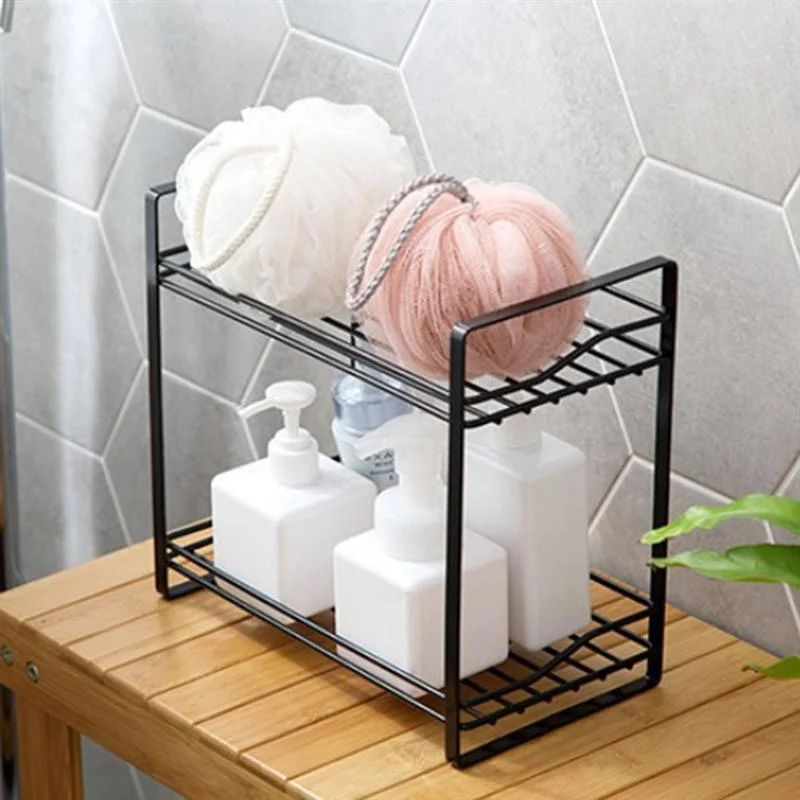 

OUNONA Condiment Storage Rack Double Layer Spice Jars Rack Kitchen Storage Holder Multifunction Bathroom Storage Shelf Rack