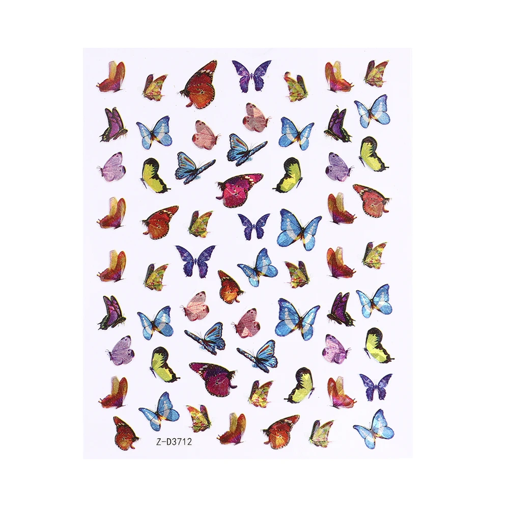 3D Holographics красочные трафареты в виде бабочек для дизайна ногтей наклейки с