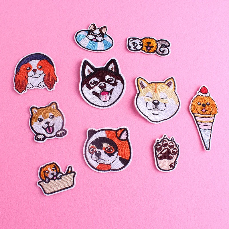 Нашивки с вышивкой в виде милой собаки нашивки для одежды полоску Тедди хаски