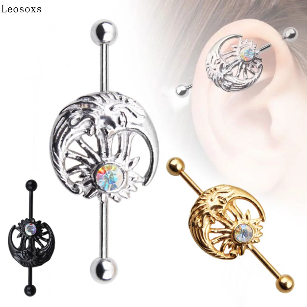 

Leosoxs 2 piece Explosive style ear studs, ear expanders, industrial barbell cross bar ear bone piercing accessories