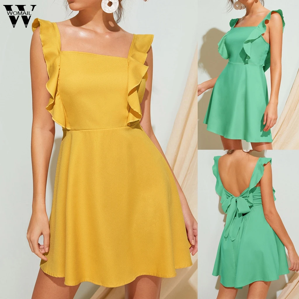 Платье Womail женское летнее без рукавов элегантное платье с квадратным вырезом и