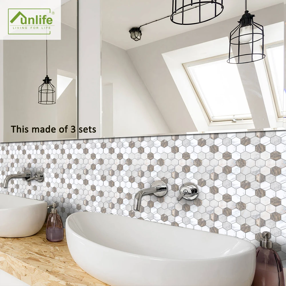 

Funlife®Коричнево-белая наклейка на стену, самоклеящаяся наклейка для плитки, съемная водостойкая наклейка для кухни, ванной, домашнего декора