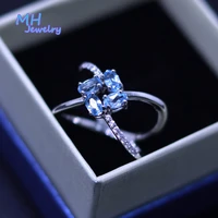 mh natural blue sky topaz gemstone fashion style ring 100 real 925 sterling silver rings for women wedding gift fine jewelry