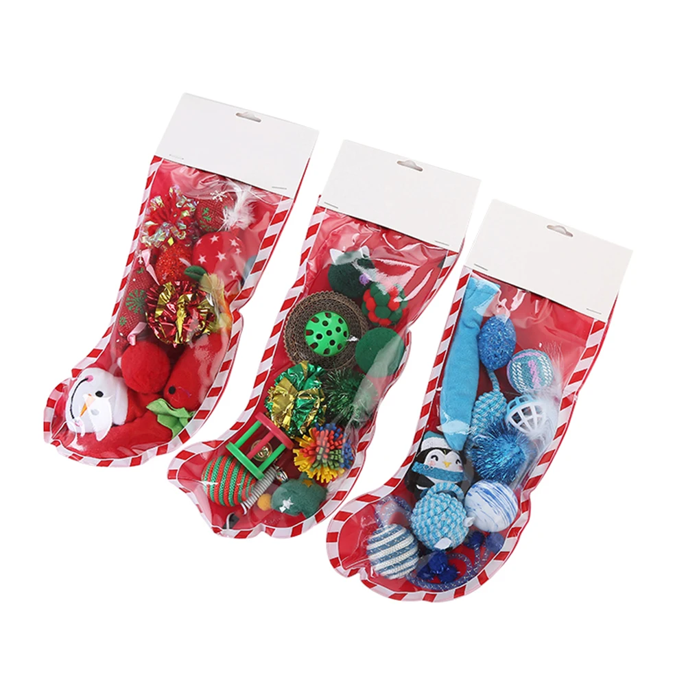 Кошка игрушка поддельная мышка Рождественский чулок с маленькими игрушками