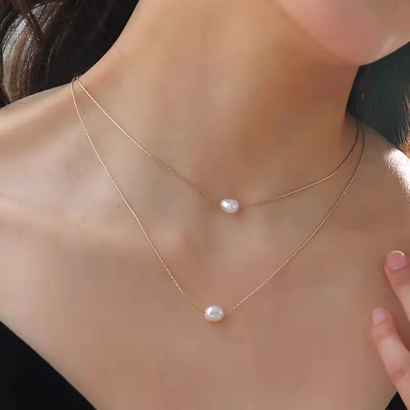 

Korean Wave New Baroque Freshwater Pearl Multilayer Necklace Female Natural Stone Fashion Trend Jewelry Gift