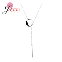 fashion 925 sterling silver circle ring bar clavicle necklace jewelry simple tiny chain choker necklaces female accessories