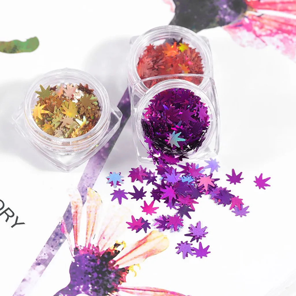 12 коробок DIY цветной кленовый лист блёстки ногти художественные блестки тонкие