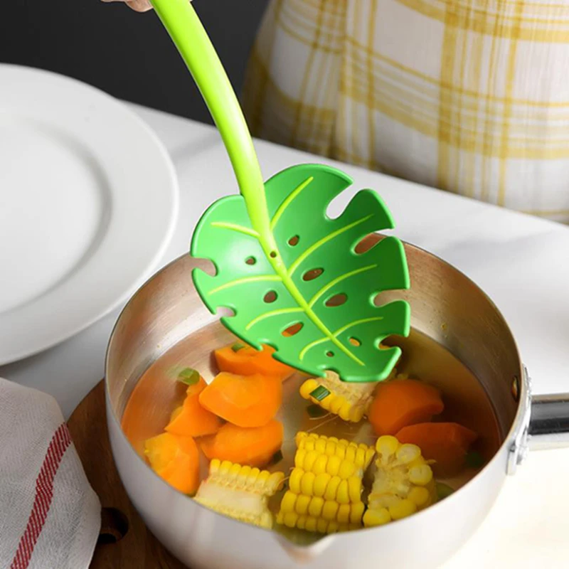 

2021 New Dumpling Leaf silicone colander heat-resistant household noodle colander kitchen multifunctional leaf plastic spoon