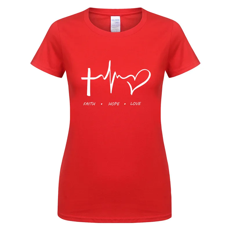 Женские новые летние Для женщин футболка Вера Надежда Любовь для христианина
